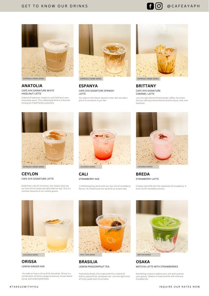 Cafe Aya Coffee, Matcha or Juice PREMIUM CART