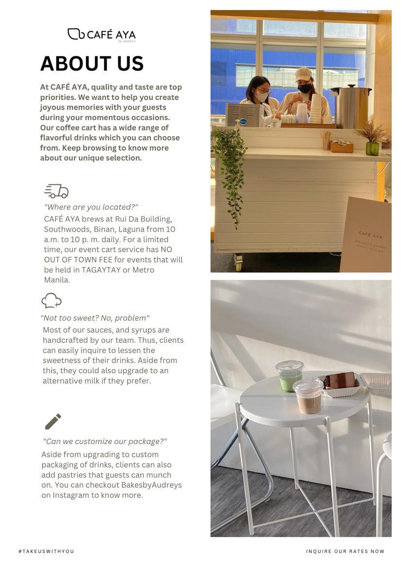 Cafe Aya Coffee, Matcha or Juice PREMIUM CART
