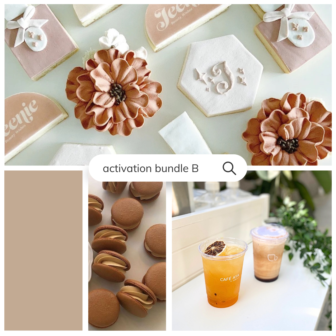 Brand Activation Bundle B - Branded Sugar Cookies, Macarons and Beverage Cart